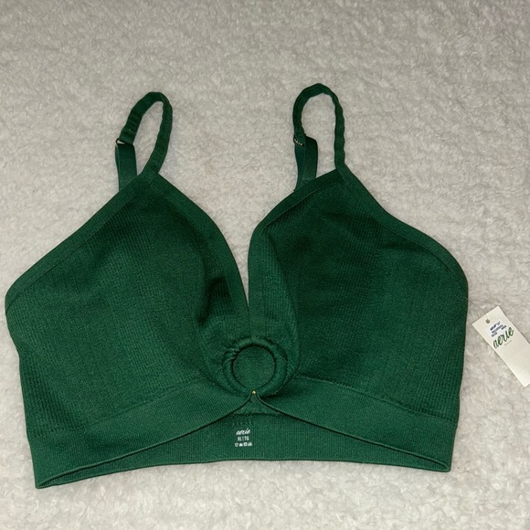 Aerie Seamless Ring Plunge Bralette Green XL NWT - Picture 1 of 4